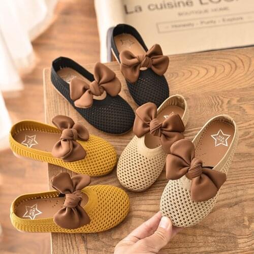 Childrens Shoes 2021 New Girls Bow-knot Princess Shoes Korean Peas Shoes Single Shoes Girls Dance Shoes Casual Flats Cute Sweet