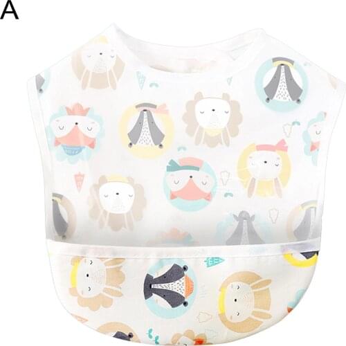 Baby Adjustable Neckline Waterproof Soft Feeding Bib Food Catcher Eating Apron Newborn Cartoon Children Kids Baby Apron