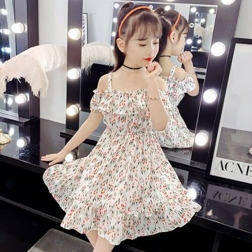 Kids Summer Dress for 4 5 6 7 8 9 10 11 12 13 Years Cute Sleeveless Flowers Fruit Prints Beach Pajamas Casual Children Dresses