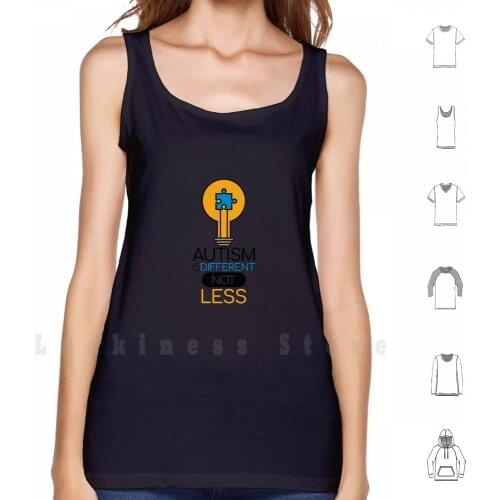 Autism Awareness Design Its Different Not Less Puzzle Piece tank tops vest 100% Cotton Autism Fathers Day Mothers Day