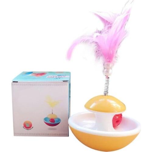 1pc Cat Toy Rolling Scratching Ball Funny Cat Kitten Play Dolls Tumbler Ball Feather Ball Toy Pet Supplies