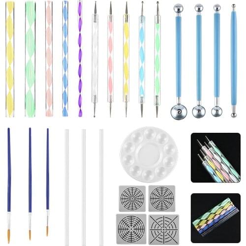 25pcs DIY Stone Mandala Dotting Tools for Painting Rock Stone Pen Embossing Starter Drawing Stencil Kit Handwork Decoration