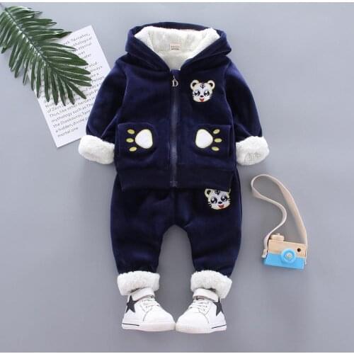 Autumn Winter Thicken Baby Boys Clothing Set Thick Plush Warm For Boys Hoodies + Pants 2PCS Kids Clothes High-end Children Suit