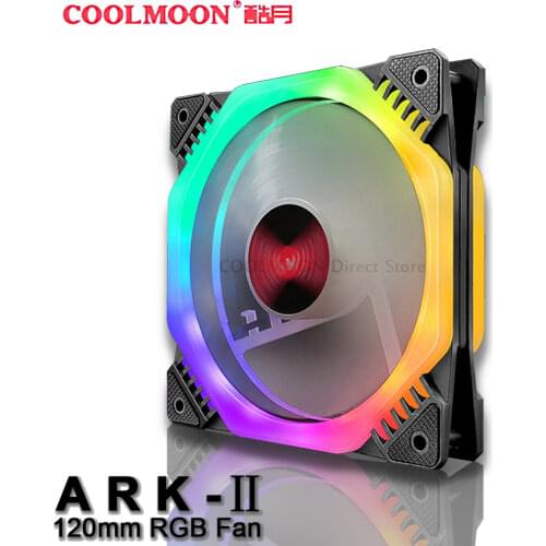 COOLMOON PC Fans 120mm RGB Fan Chip Shape Style 5V A-RGB Chassis Quiet Fan Control Water Cooler Custom Ark2 with Controller