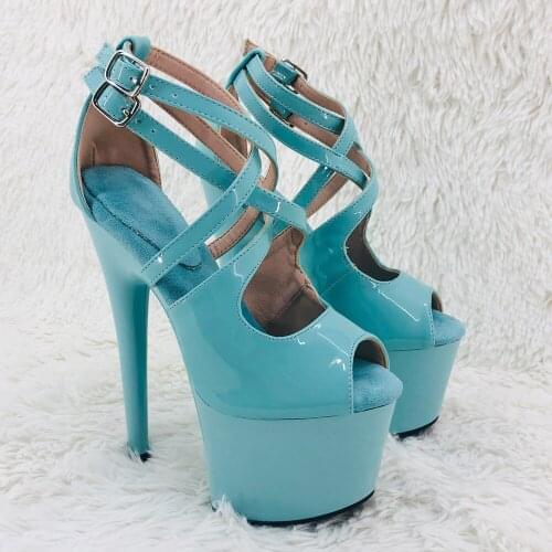 Leecabe 17CM/7Inch patent upper sexy exotic platform High Heels Pole Dancing sandals Shoes