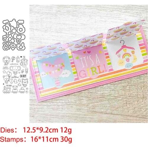 Lion and Elephant Stamp and Dies 2021 Transparent Clear Silicone Stamp Cutting Die Set for DIY Scrapbooking Photo Decorative