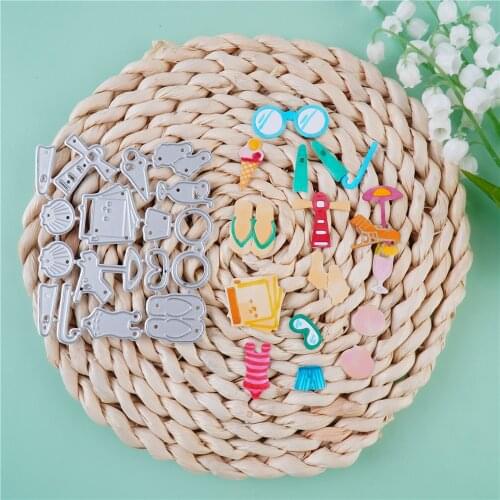 InLoveArts Summer Beach Metal Cutting Dies Swim Vacation Embossing Cutter Paper For Making Cards Scrapbooking Craft Dies Stencil