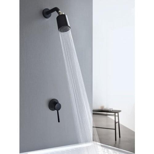 Fashion simplicity brass strong bathroom shower faucet set shower spray set cold hot wall mounted shower valve matte black