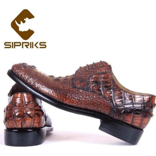 Sipriks Mens Crocodile Skin Shoes Italian Handmade Dress Shoes Imported Alligator Leather Gents Suits Boss Casual Business 2021
