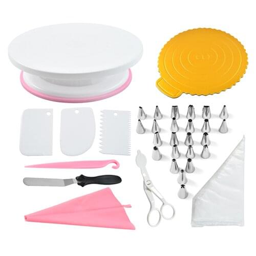 134PCS Nozzle Set Cake Tools Cake Turntable Decorating Kitchen DIY Icing Piping Cream Reusable Kit Baking Tools Cake Supplies