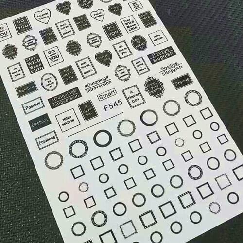 Newest F-545 3D lable design nail sticker decal stamping back gule DIY nail decoration tools