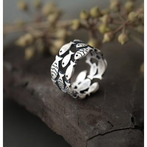 New Silver Color Fish Rings for Women Adjustable Size Rings Fashion Wedding Jewelry Anillos Mujer 2021