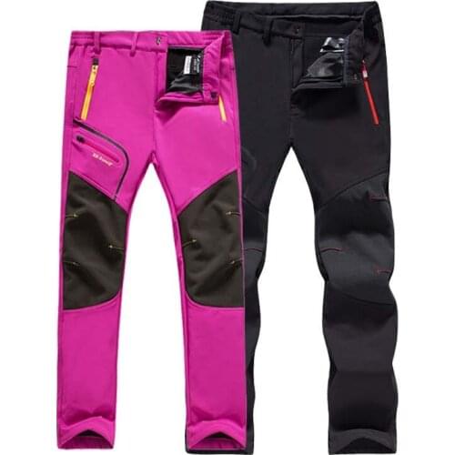 Hiking Pants Autumn Winter Men Women Thick Warm Fleece Softshell Trousers Outdoor Camping Climbing Hunting Trekking Sports Pants