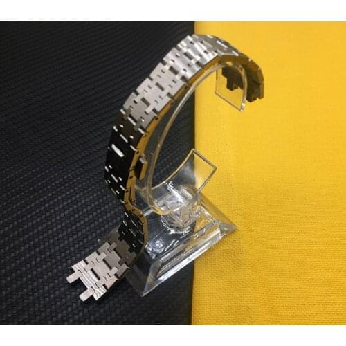 Top Brand watchband 21mm 26mm Silver Men women Full Stainless Steel Watch Band Bracelet For AP ROYAL OAK strap buckle logo on