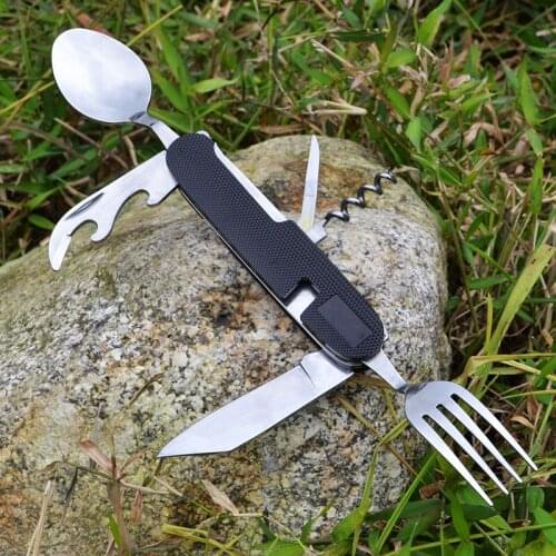 Detachable Multi-function Pocket Knife Fork Spoon Diner Set Multi Camping Tableware Utensil Kitchen Multi Use Tool