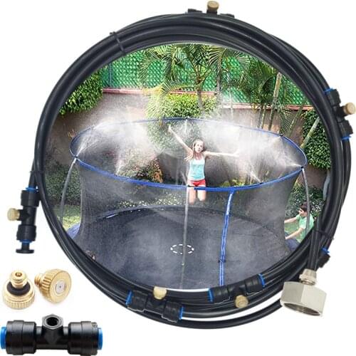 Misting Cooling System 26FT (8M) Misting Line + 7 Brass Mist Nozzles + Brass Adapter(3/4") Outdoor Mister For Patio Garden