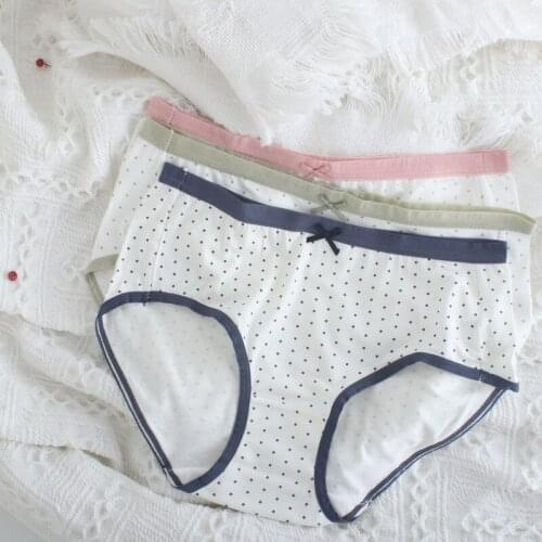 Wave Point Coast Underwear For Women Bow Breathable Cotton Girl Sexy Lingerie Cute Sweet Seamless Transparent Ruffle Panties
