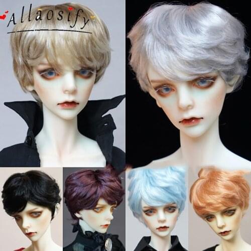 Allaosify Bjd Hair 1/3 1/4 1/6 1/8 1/12 BJD Doll High-Temperature Boy Short Straight Wigs SD BJD Wig With Bang Free Shipping