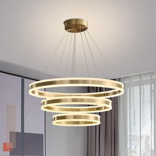 All copper rings LED chandelier Residential living room bedroom den restaurant ceiling lighting Commercial & Office Lighting