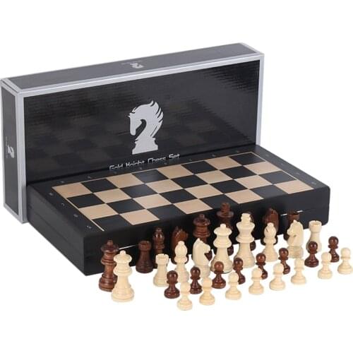 High Grade Wooden Chess Set Magnetic Solid Wood Chess Piece Folding Portable 33*33cm Chessboard with Wooden Chessmen Games I170