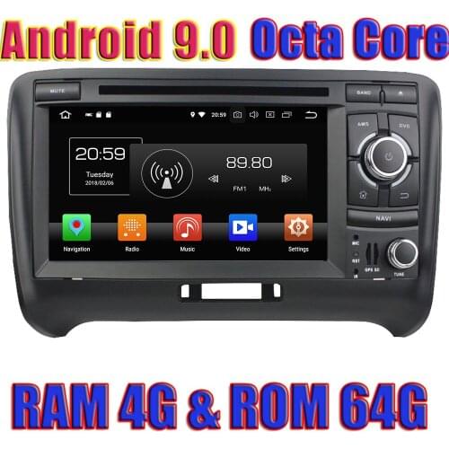 WANUSUAL 7 Inch Octa Core 64G 4G RAM Android 9.0 GPS Navigation For Audi TT 2006 2007 2008 2009 2010 2011 2012 2013 with WIFI BT
