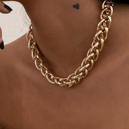 Orgin Summer Exaggeration Geometrical Chunky Curb Thread Double Woven Chain Chain Chokers Necklace for Women Necklace Jewelry