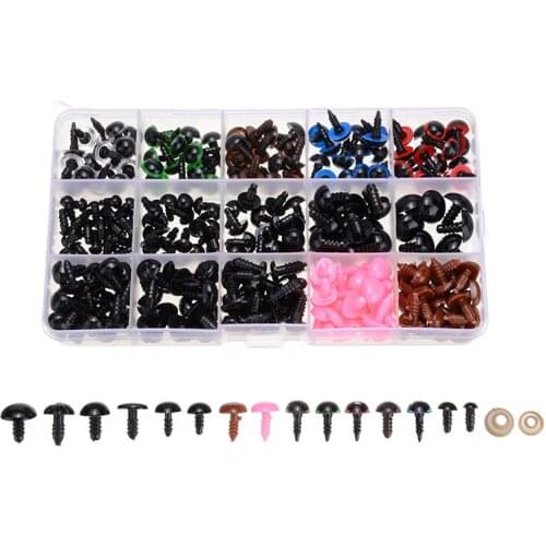 1 Box Plastic DIY Craft Eyes Set 560Pcs Colorful Safety Eyes Noses For Doll Craft DIY Making Kits