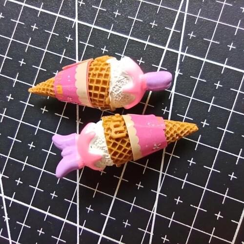 1pcs/lot resin pink cartoon ice cream cone 34mm Cabochons Hair Bow Center Card Frame Making Craft DIY