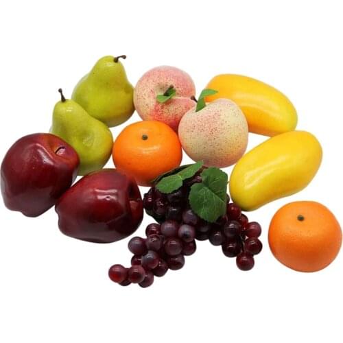 12 Pcs Decorative Lifelike Realistic Artificial Fake Fruit Decor,Home Kitchen Wedding Party Festival Autumn Thanksgiving Decorat