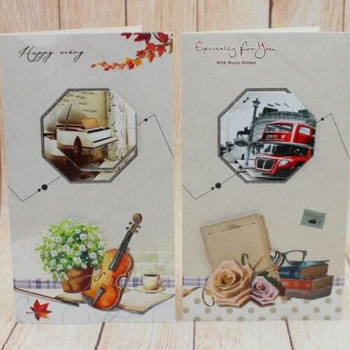 16pcs/lot Teachers Day Childrens Birthday Gift Card Exquisite Three-dimensional Pattern Flowers Paper Greeting Card