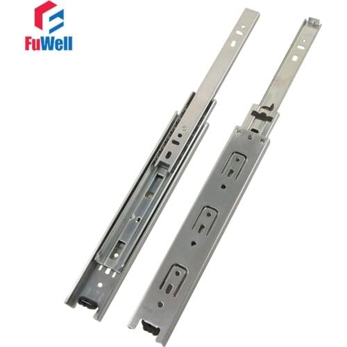 2pcs Drawer Slides Rail 38mm Width 9/11/13inch Length Cold-Rolled Steel Fold Telescopic Ball Bearing Drawer Sliding Runner