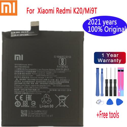 2021 years 100% Original Battery For Xiaomi Redmi K20/ Mi 9T 3900mAh BP41 Replacement Li-ion Polymer Phone Battery Repair Parts