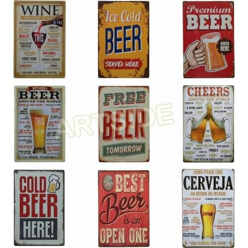 20x30cm Shabby Chic Cold Beer Metal Sign Tin Poster BAR HOME Kitchen Vintage Wall Art Decor