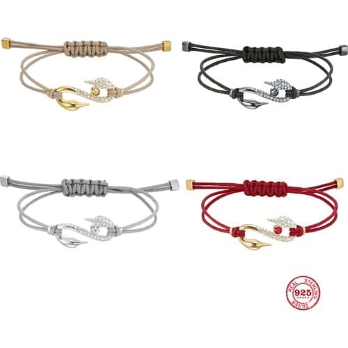 Fashion Charm Pure 925 Silver Original 1:1 Copy, Elegant Temperament Swan Adjustable Wild Bracelet Female Luxury Jewelry Gifts