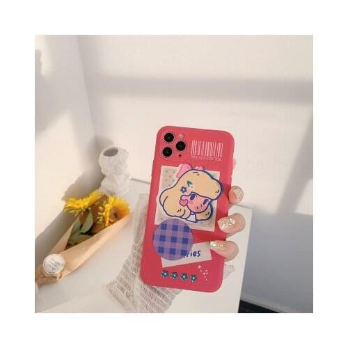 Phone case mobile shell for iphone11 XR XS 7/8/SE 2020 11pro Xs 7p/8plus X/Xs 12 12pro/max 12mini ins cartoon cute girl new red
