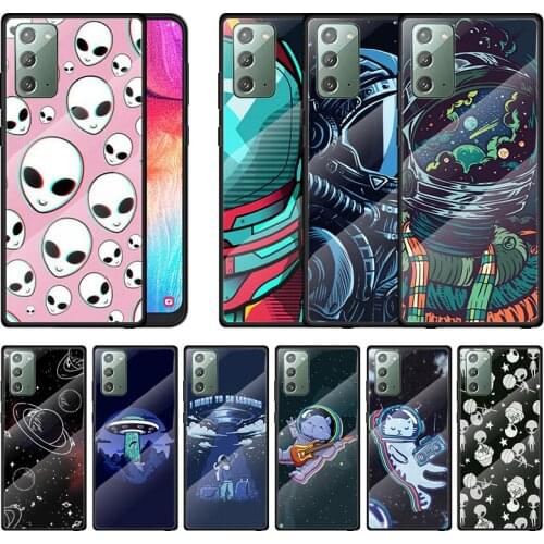 Planet Alien Space Astronaut For Samsung A70 A50 A40 A30 A20 A10 Note 20 10 9 8 Ultra Plus 5G Tempered Glass Phone Case