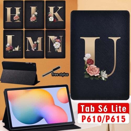 2020 Galaxy Tab S6 Lite Case PU Initial Name Leather stand Cover Samsung Galaxy Tab S6 Lite 10.4 P610 P615 Folding Stand cover