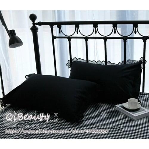 2 pcs European American cotton black lace single pillowcase pillows cover elegant and comfortable digler