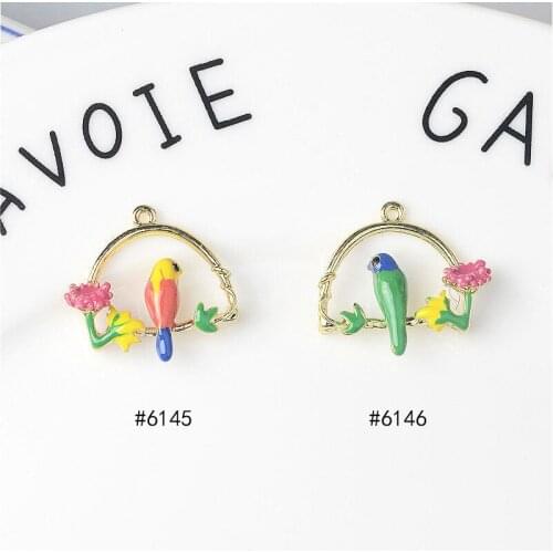 5pcs 22*21MM Exclusive first enamel effect new garland Bird charms Pendant DIY headgear accessories manufacturers direct sales