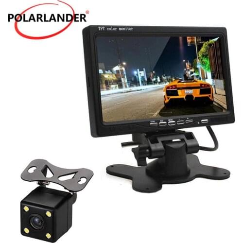HD 7 Inch LCD Display With LED Lights Night Vision Color Screen Parking System Car Monitor Backup Reverse Radar Camera DVD VCR