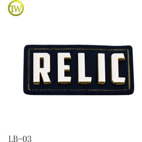 Custom metal letter logo black pu leather patch/label/tag for clothes