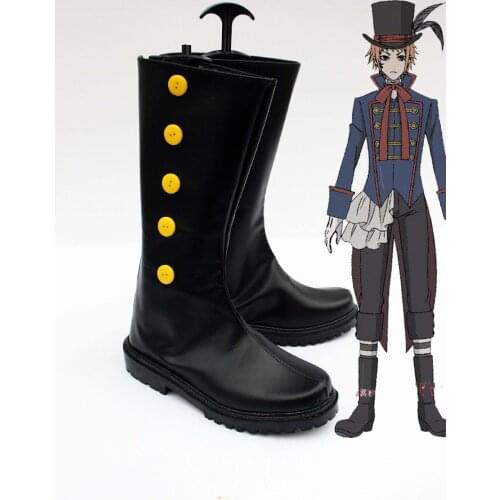 Custom made black Pupper Master shoes boots from black butler Kuroshitsuji Cosplay