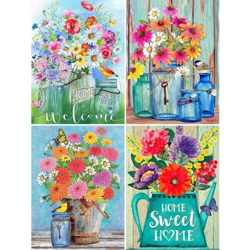 KAMY YI Vase Flowers Butterfly Diamond Painting Cross Stitch Full Diamond Stone 5D Diy Embroidery Mosaic Art Home Decoration