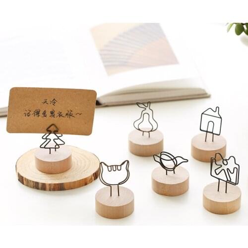 TUTU Creative Round Wooden Photo Clip Memo Name Card Pendant Holder Note Articles Picture Frame Table Number Photo Holder H0326