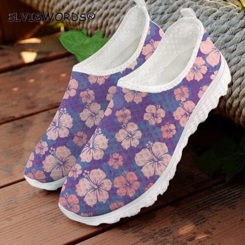 ELVISWORDS Beautiful Frangipani Print Casual Slip on Lazy Shoes for Women Fashion Ladies Breathable Sneakers Flats zapatos mujer
