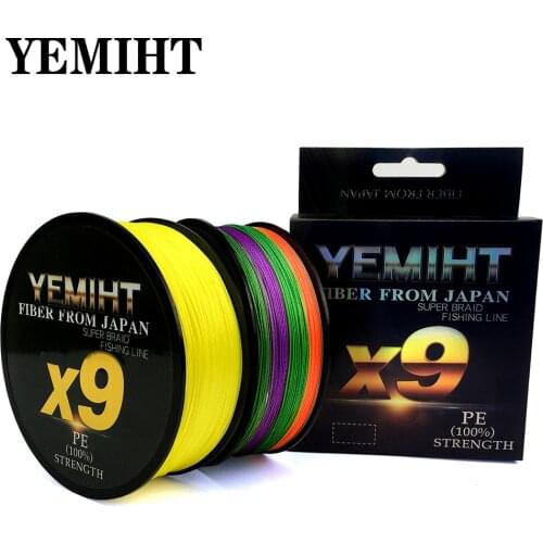 YEMIHT 9 Weaves Fishing Line 100M 300M 500M 9 Strands Braided Fishing Line Multifilament PE Line 20 24 35 40 50 65 80LB