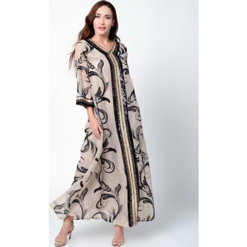 Muslim Dress Women Fall Fashion Sequin Long Sleeve Abaya Dubai Turkey Morocco Kaftan Islamic Clothing Eid Mubarak Djellaba Femme