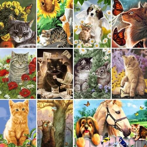 50/65/75CM DIY Painting By Numbers Animals lovely Kit Coloring By Numbers Wall Art Picture Acrylic Paint On Canvas Home Decor