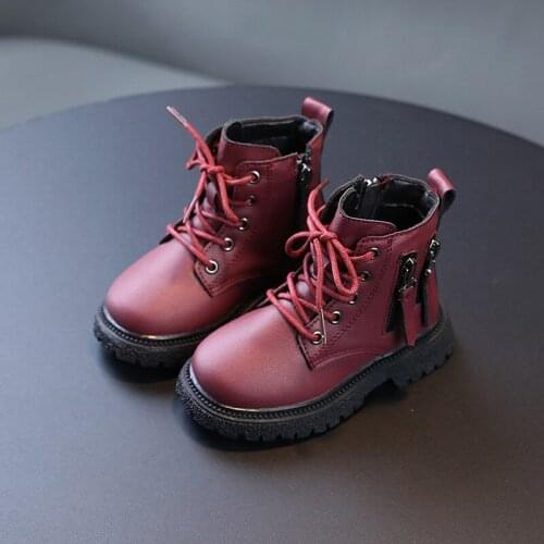 New Boys Warm Leather Shoes Girls Cotton Short Boots 2021 Autumn Winter Fashion Children Martin Boots British Style Warm Hot