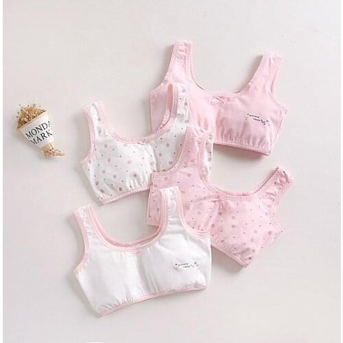 New girl 's Underwear Cotton Tops Strawberry Pattern Stanik Girl Underwear Vest Underwear of Puberty Students Chest Bra